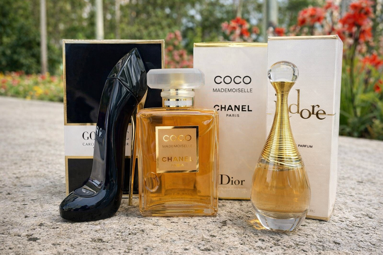 COMPRE 1, GANHE 3! - Conjunto exclusivo de perfumes Premium: J'adore,Coco Chanel Eau de Parfum, Good girl Carolina Herrera